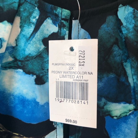 The Limited Collection Blouse Peony Watercolors Sz 2X BNWT Big Florals Office - Picture 6 of 13